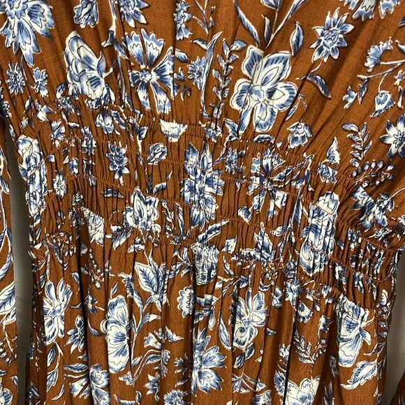 GAP Brown and White Long Sleeve V-Neck Sundress small - Picture 6 of 8